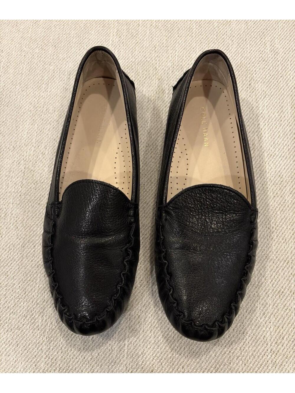 Cole Haan Women's Evelyn Driver Black Comfort Leather Loafers 6.5 B Very Good